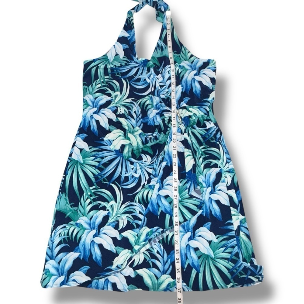 TOMMY BAHAMA Clara Legendary Leaves Faux-Wrap Halter Dress - XL Island Navy - Picture 9 of 14